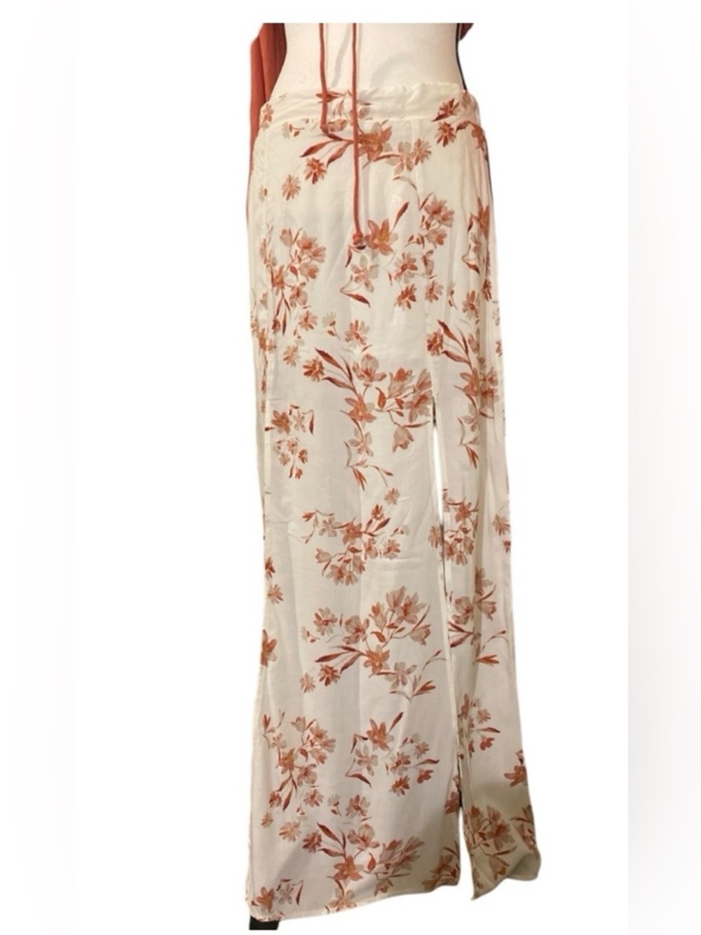 Socialite Cream Maxi Skirt with Rust Floral Detail